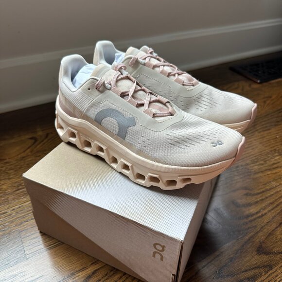 On Cloud “Cloudmonster” Women’s Running Shoe – Moon / Fawn – Size 7.5 - NEW - Picture 11 of 12